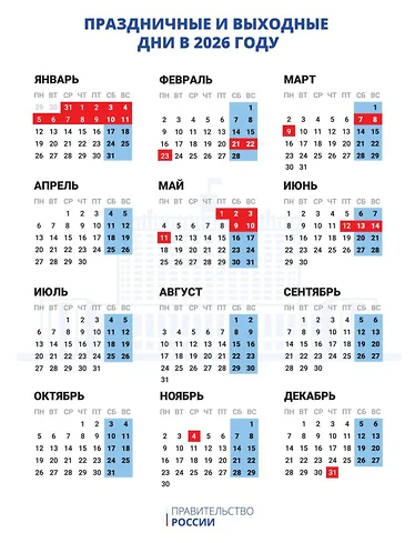 Мишустин подписал постановление о выходных днях в 2026 году