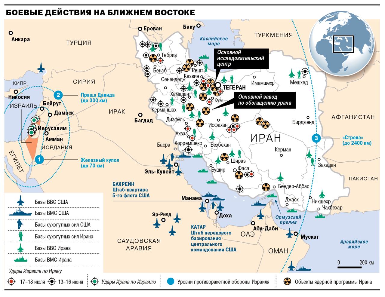 Карта боевых действий на Ближнем Востоке