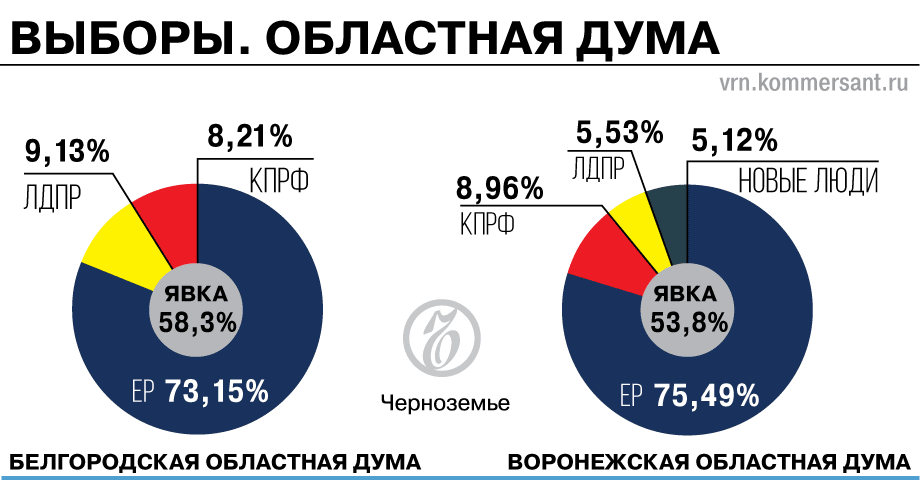 ЕР набирает больше 70% на выборах в белгородскую и воронежскую облдумы