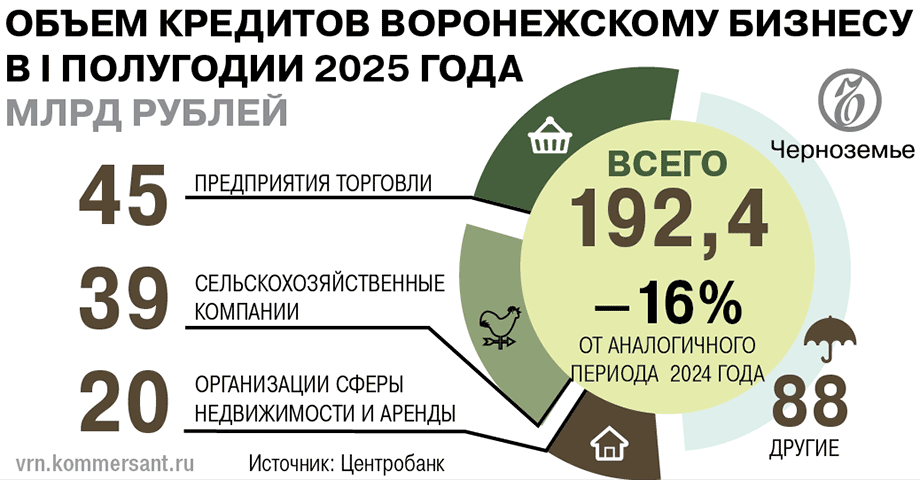 Кредитование воронежского бизнеса сократилось на 16% за первое полугодие