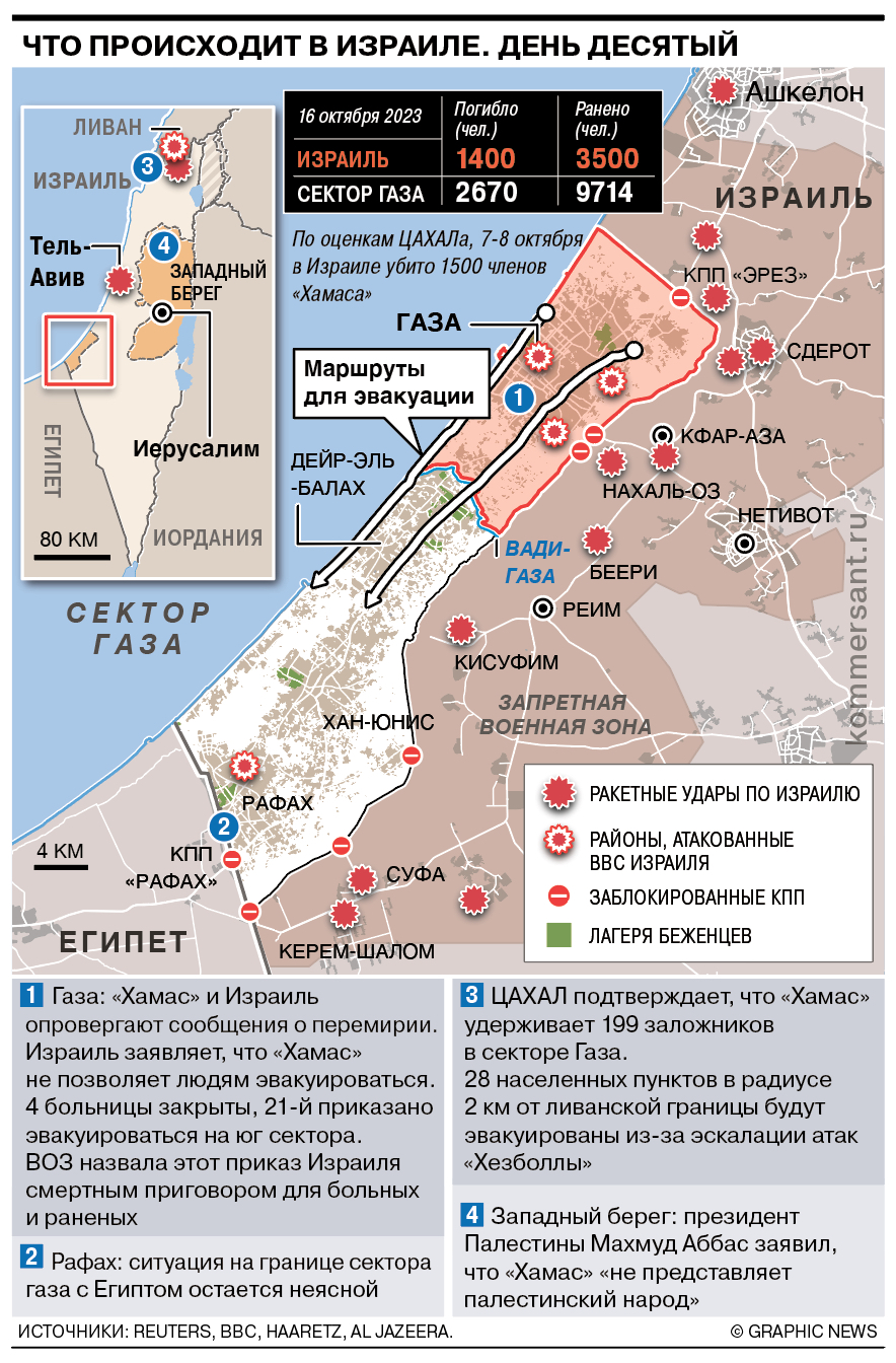 Что происходит в Израиле. День 10-й. Главное и карта