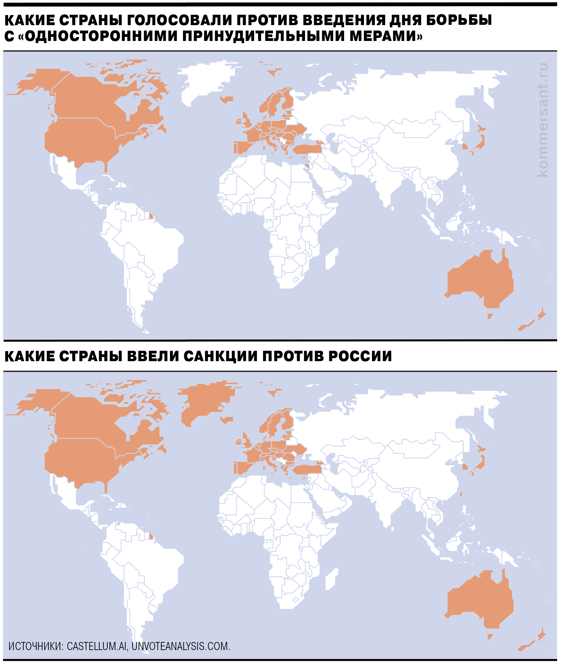 Голосовали против введения дня борьбы с односторонними санкциями, но не ввели санкции против России: Андорра, Босния и Герцеговина, Израиль, Маршалловы острова
Микронезия, Молдова, Сан-Марино
