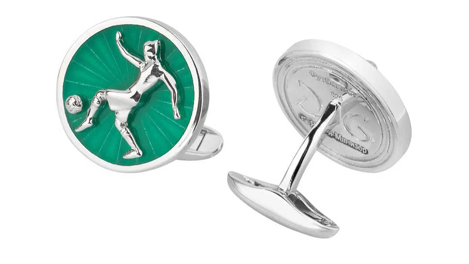 Gourji, запонки «Футболист», серебро, эмаль