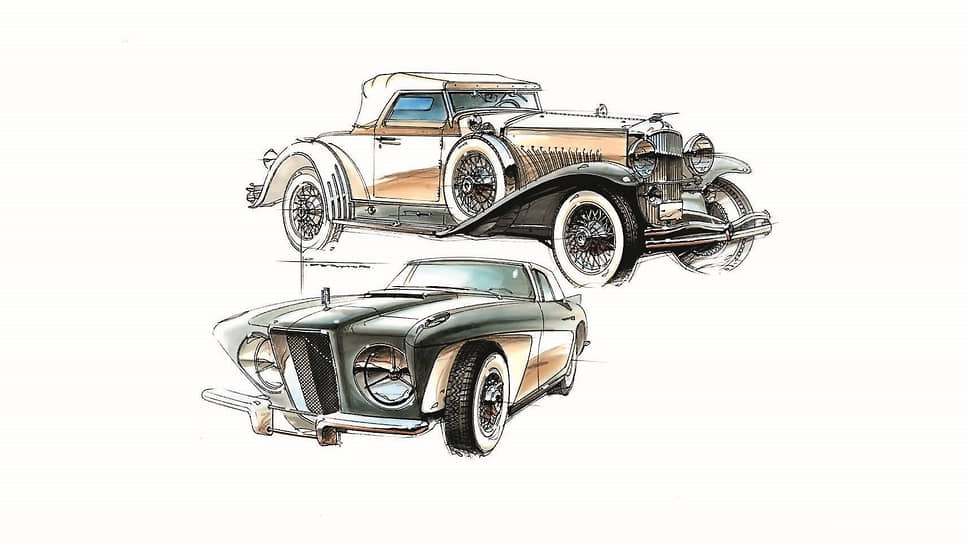 Графика Никиты Розанова для его книги по американскому автомобильному дизайну