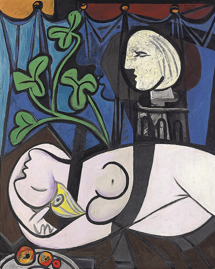 Пабло Пикассо «Обнаженная, зеленые листья и бюст» (1932). $106,5 млн. Продана семьей лос-анджелесского коллекционера Фрэнсиса Ласкера Броуди на аукционе Christie`s в 2010 году