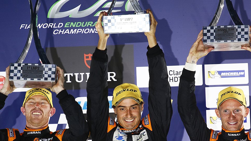 Экипаж российской команды G-Drive Racing в составе Романа Русинова, Майка Конвея и Джона Мартина 