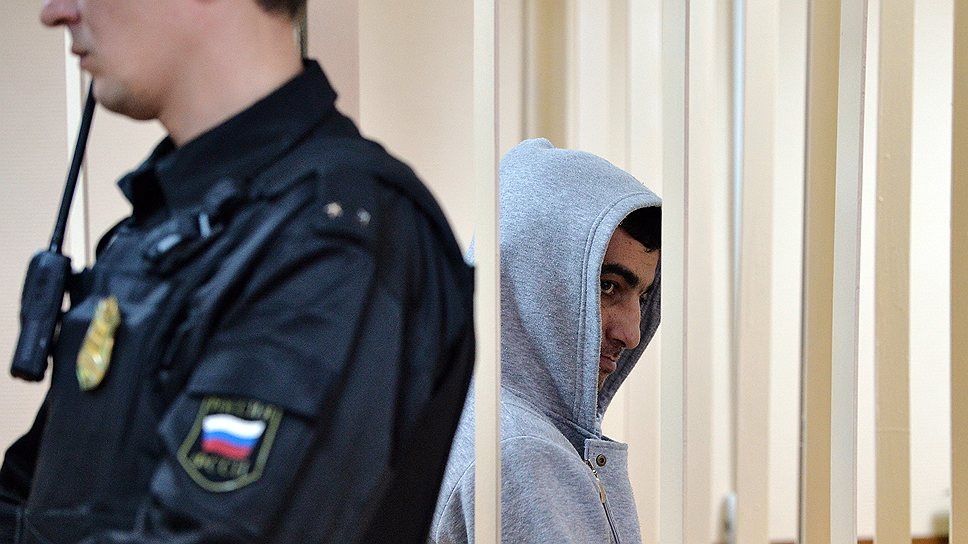 Задержанный по подозрению в убийстве Егора Щербакова в районе Бирюлево Западное Орхан Зейналов на заседании Пресненского суда
