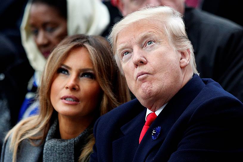 Президент США Дональд Трамп и его жена Меланья Трамп на торжествах в Париже