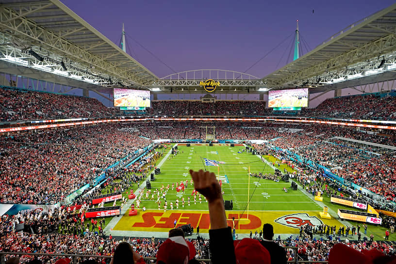Стадион «Хард Рок-стэдиум» в Майами (штат Флорида), на котором прошла финальная игра чемпионата США по американскому футболу