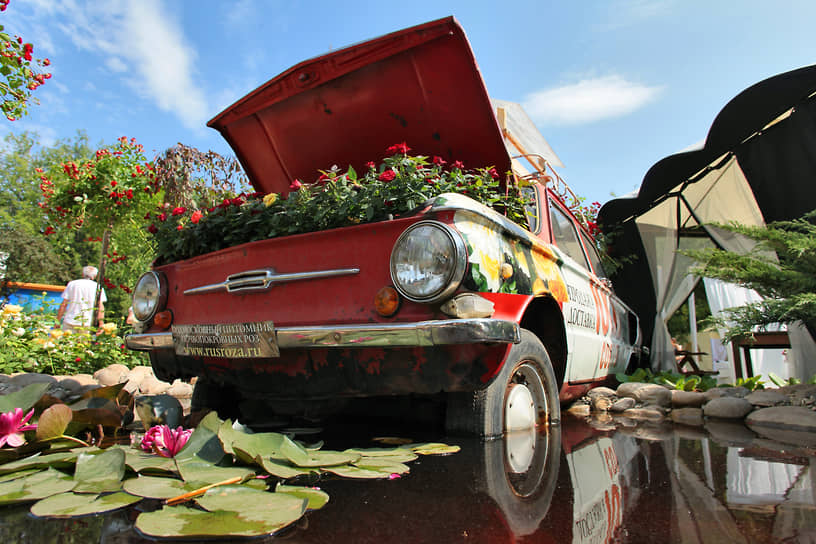 «Запорожец»-клумба на Московском международном фестивале садов и цветов Moscow Flower Show в парке Горького