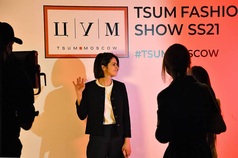 Главный редактор журнала Vogue Russia Ксения Соловьева во время показа TSUM fasion show SS21 в ЦУМе