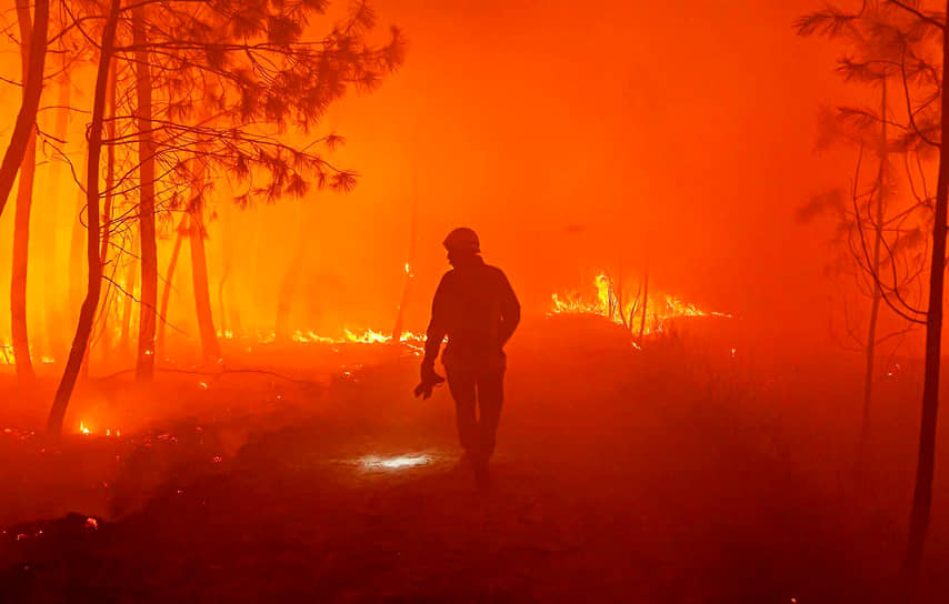 Лесной пожар на юго-западе Франции