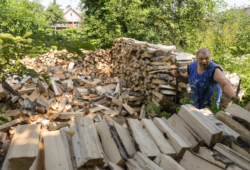 Пенсионерка Альбина Лопатина во дворе своего дома