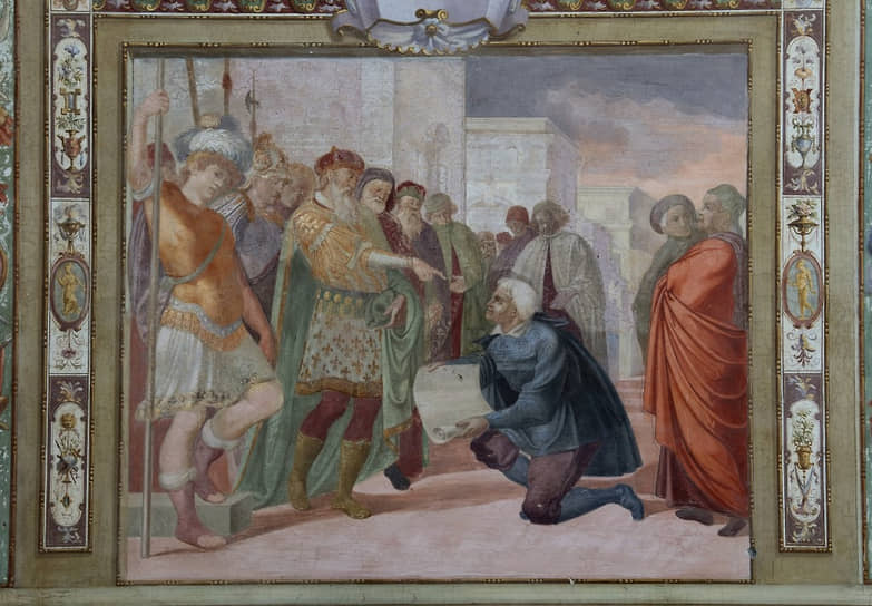 Сцена из подвигов Готфрида Бульонского при взятии Иерусалима, фреска Козимо Дадди, XVI век