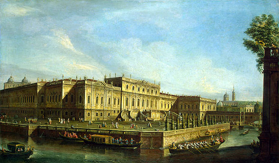 Вид на Летний дворец Елизаветы Петровны — несохранившуюся императорскую резиденцию в Санкт-Петербурге, построенную по проекту Бартоломео Растрелли в 1741—1744 годах