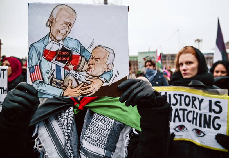 Стокгольм. Митинг в поддержку Палестины перед зданием парламента 