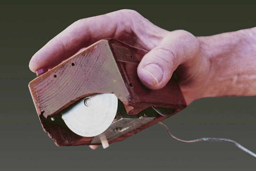 Компьютерная мышь была изобретена Дугласом Энгельбартом из Стэнфордского исследовательского института и представлена на выставке интерактивных устройств в Калифорнии в 1968 году. Она состояла из деревянного корпуса с одной кнопкой в углу и могла перемещаться по горизонтали и вертикали (оси X и Y). Курсор при этом выглядел на экране как световое пятно и ничем не напоминал ставший впоследствии общепринятым дизайн в виде стрелки. В 1970 году Дуглас Энгельбарт запатентовал изобретение и дал ему нынешнее название, поскольку торчащий из устройства провод напоминал хвост мыши