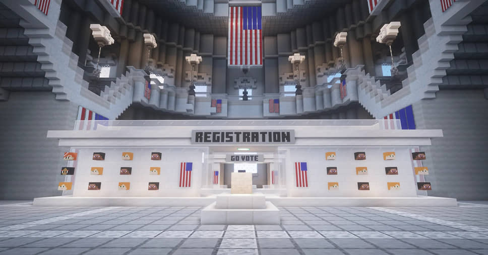 В 2020 году в США создали копию вашингтонского Капитолия в Minecraft, где каждый желающий может поучаствовать в воображаемых выборах. Цель акции — вовлечь молодых американцев в электоральные процессы 