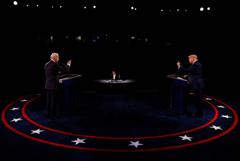 Дебаты между Джо Байденом (слева) и Дональдом Трампом (справа), октябрь 2020 года. 