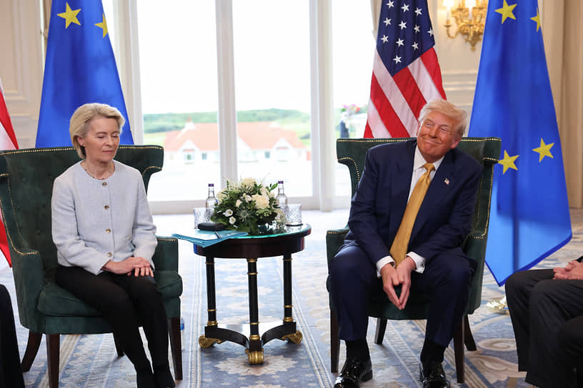 Глава Еврокомиссии Урсула фон дер Ляйен и президент США Дональд Трамп