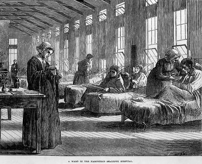 «Палата в Хэмпстедской оспенной больнице». Иллюстрация для The Illustrated London News, 7 октября 1871 года