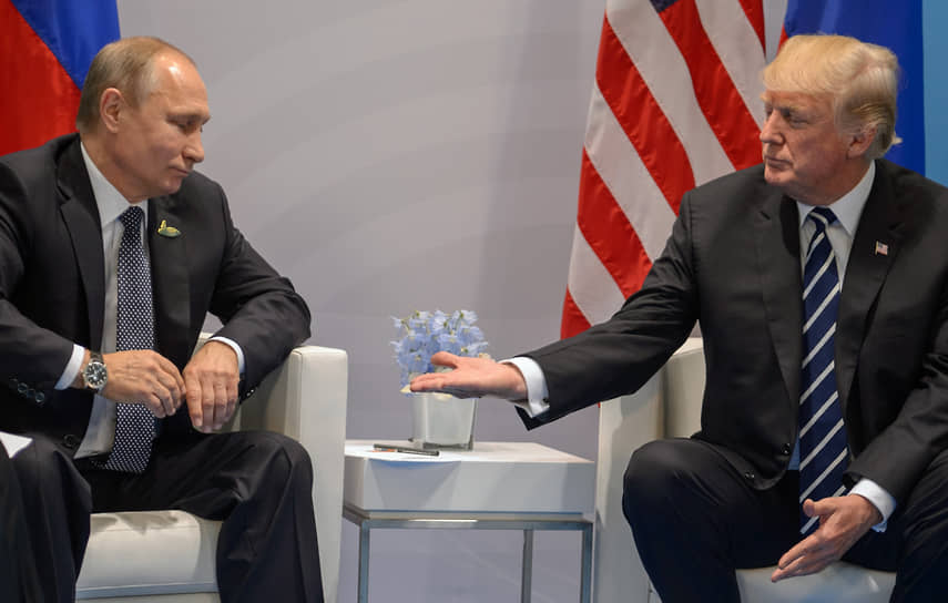 Владимир Путин и Дональд Трамп на саммите G20 в Гамбурге, 7 июля 2017 года