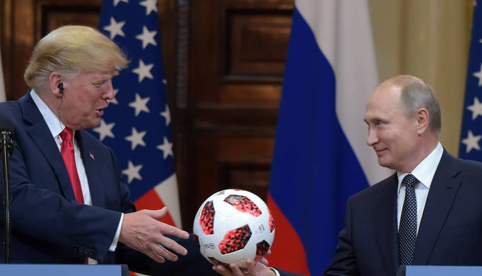 С 45-м президентом США Дональдом Трампом во время пресс-конференции по итогам встречи в Хельсинки, 2018 год