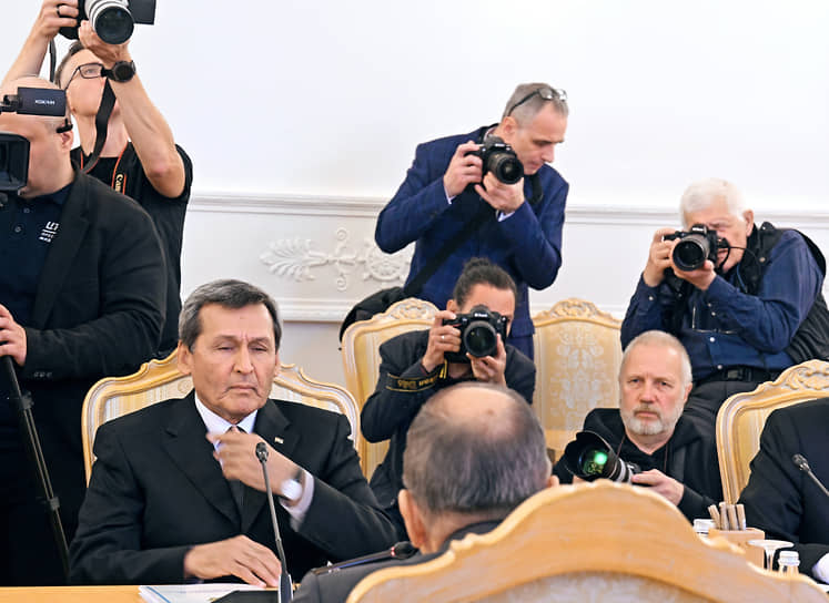 Министр иностранных дел Туркменистана Рашид Мередов (слева) во время переговоров с главой российского МИДа Сергеем Лавровым 