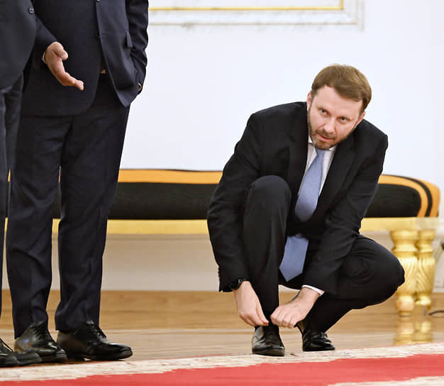 Замруководителя администрации президента Максим Орешкин перед началом церемонии официальной встречи президента ОАЭ Мухаммеда Бен Заида Аль Нахайяна в Георгиевском зале Большого Кремлевского дворца