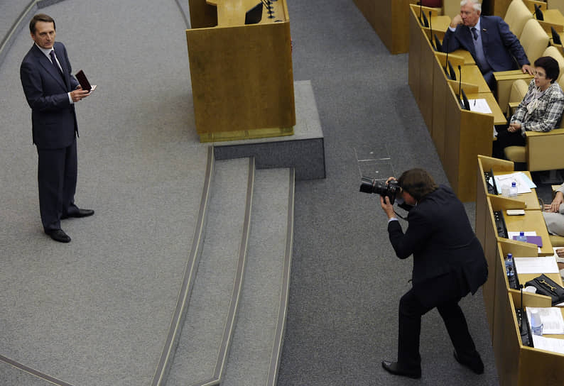 Председатель Госдумы России Сергей Нарышкин (слева), 2013 год