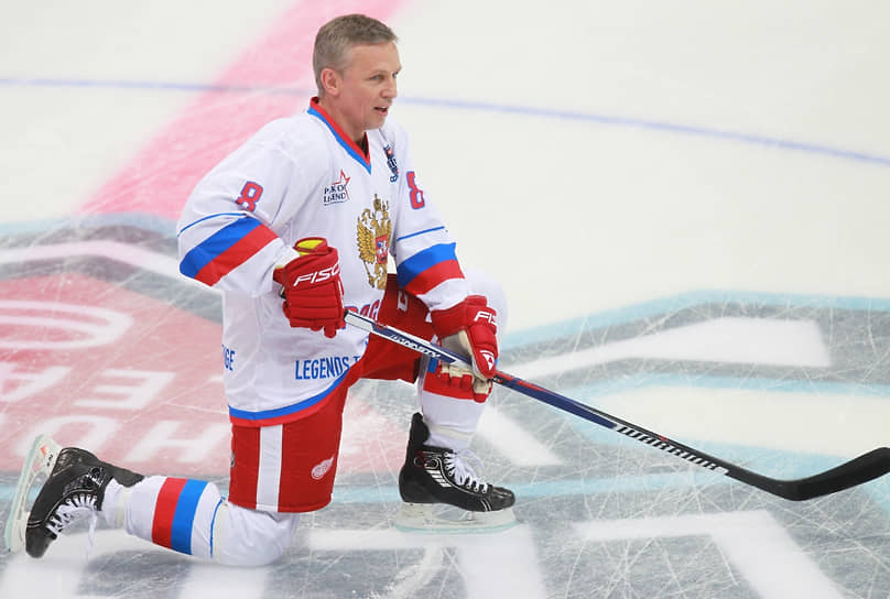 На финальном матче между Россией и Чехией в Лиге Легенд мирового хоккея, 2016 год