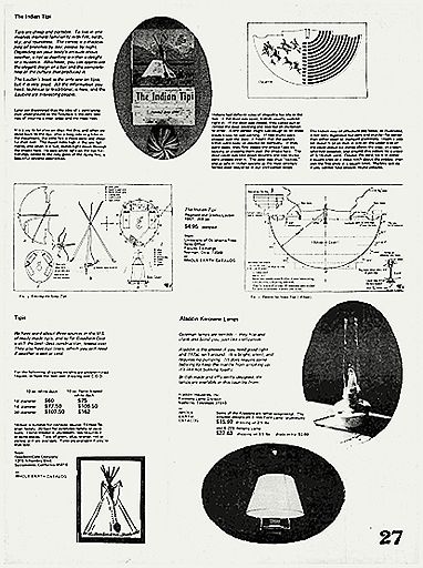 Весна 1969-го. &quot;Газовые лампы ужасны: они шипят, свистят и слепят нас, совсем как цивилизация&quot;. Из обзора керосиновых ламп Aladdin ($15,97-22,63). Кроме того, на полосе представлена литература о типи -- традиционном жилище кочевых индейцев, а также обзор различных вариантов типи, диаметром от 3 до 7 метров, из обычной и огнеупорной ткани ($60-162).