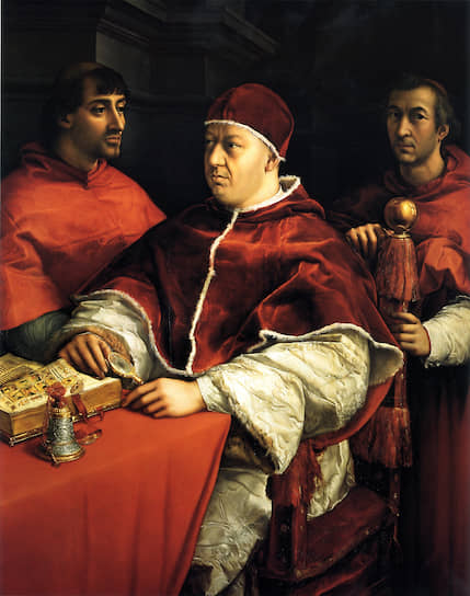 Картина Рафаэля Санти «Портрет Льва X с кардиналами Джулио Медичи и Луиджи Росси»