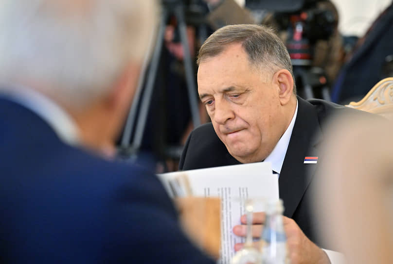 Президент Республики Сербской Милорад Додик на переговорах с главой МИД РФ Сергеем Лавровым