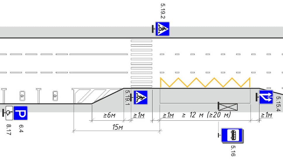 Остановочный пункт типа «антикарман» с пешеходным переходом