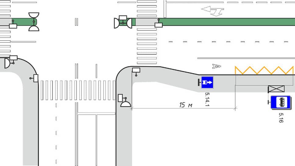 Вариант расположения остановки с заездным карманом