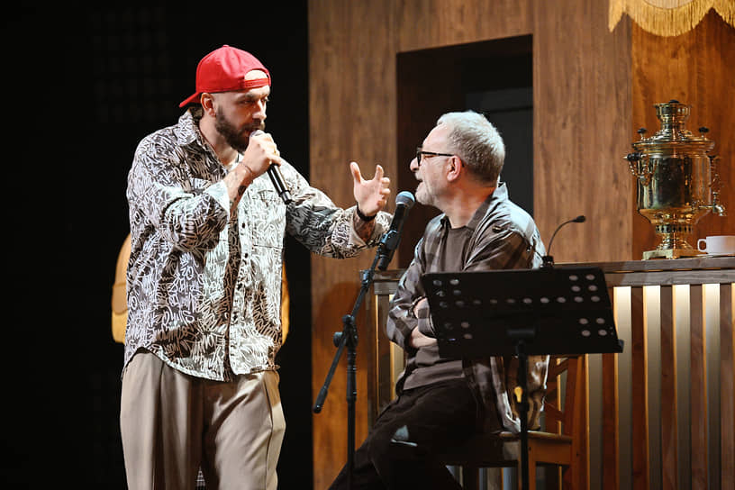 Рэп-исполнитель ST (Александр Степанов) (слева) и музыкант, телеведущий Евгений Маргулис (справа)