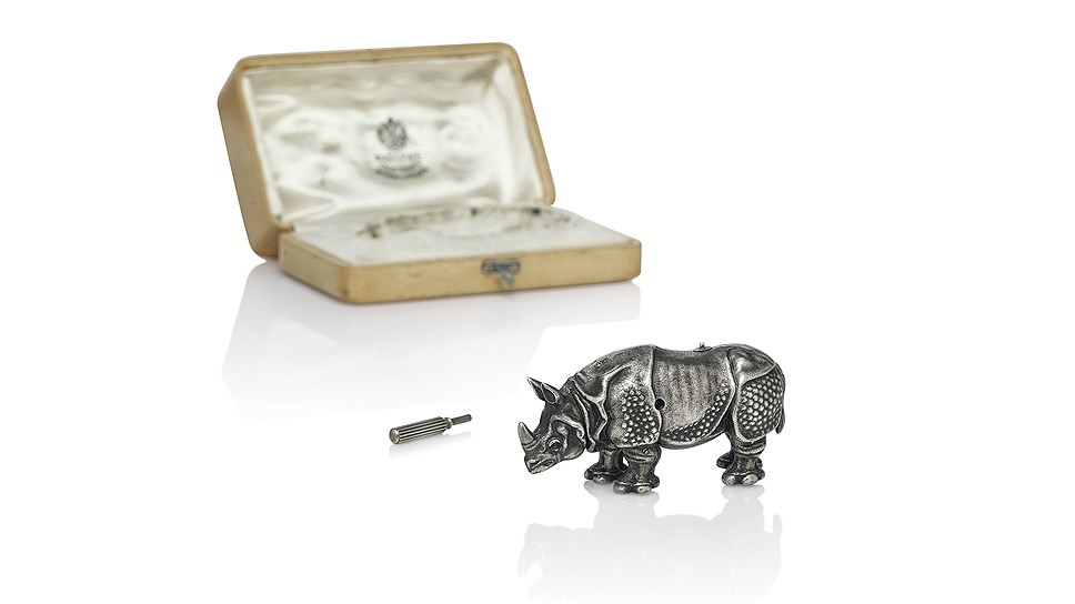 Миниатюрная модель носорога с заводным механизмом фирмы Фаберже