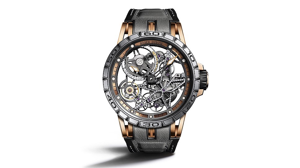 Часы Excalibur Spider Automatic Skeleton из титана и розового золота, Roger Dubuis
