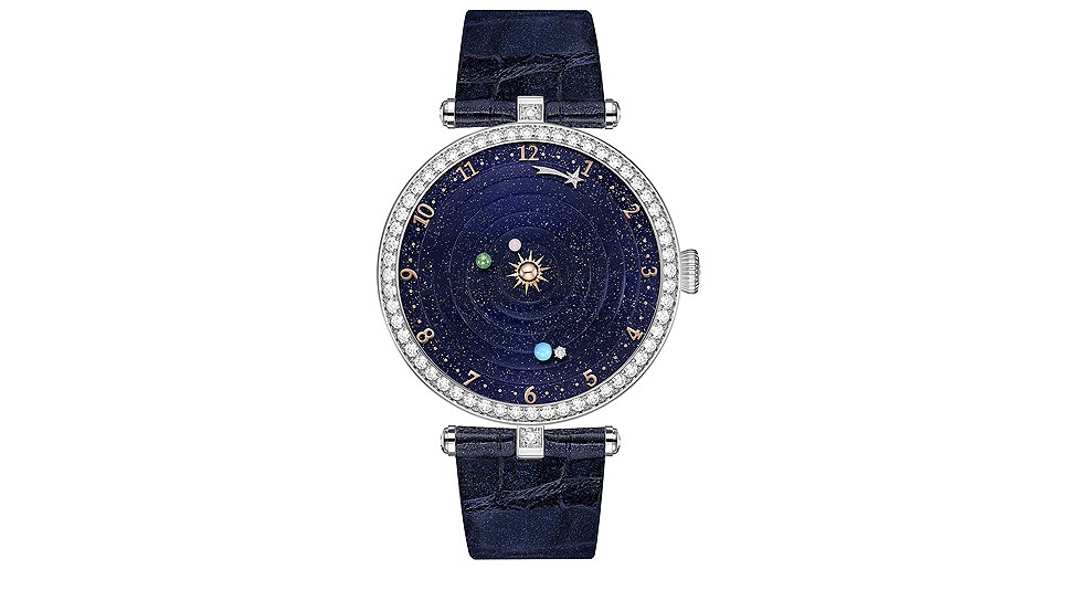 Часы Lady Arpels Planetarium, белое и розовое золото, авантюрин, механизм с автоматическим подзаводом, Van Cleef &amp; Arpels
