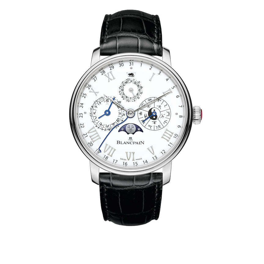 Blancpain, часы Villeret Calendrier Chinois Traditionnel, 45 мм, платина, рубин, горячая эмаль, механизм с автоматическим подзаводом