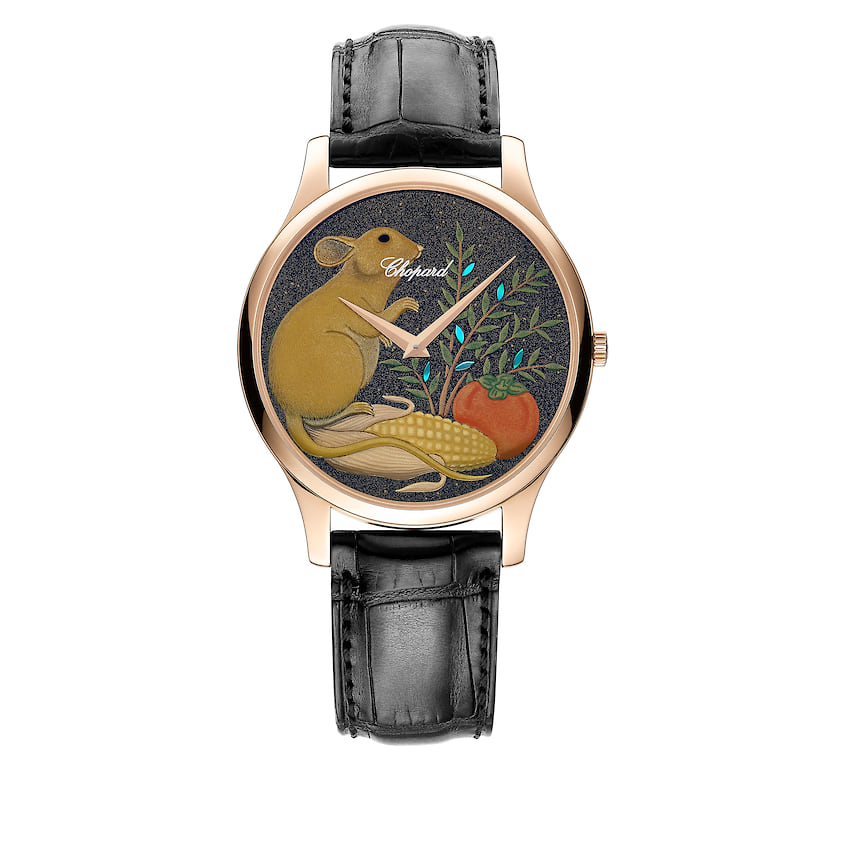 Chopard, часы L.U.C XP Urushi Year of the Rat, 39,5 мм, розовое золото, лакировка в технике уруши, механизм с автоматическим подзаводом
