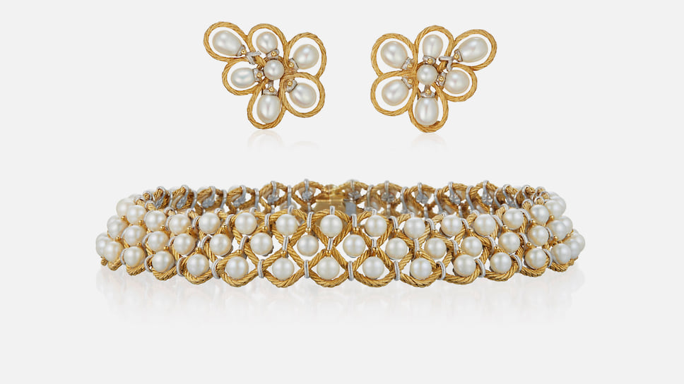 Buccellati, колье и серьги из золота с жемчугом; эстимейт $4000-6000, проданы за $18750 (Christie’s Jewels Online 5-13.02.2020)