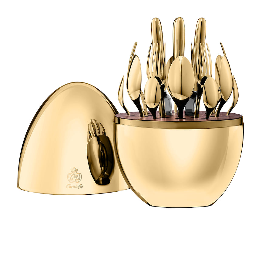 Christofle, набор столовых приборов Mood Gold из 24 предметов, серебро, позолота, ТД «ЦУМ», 1 235 000 руб