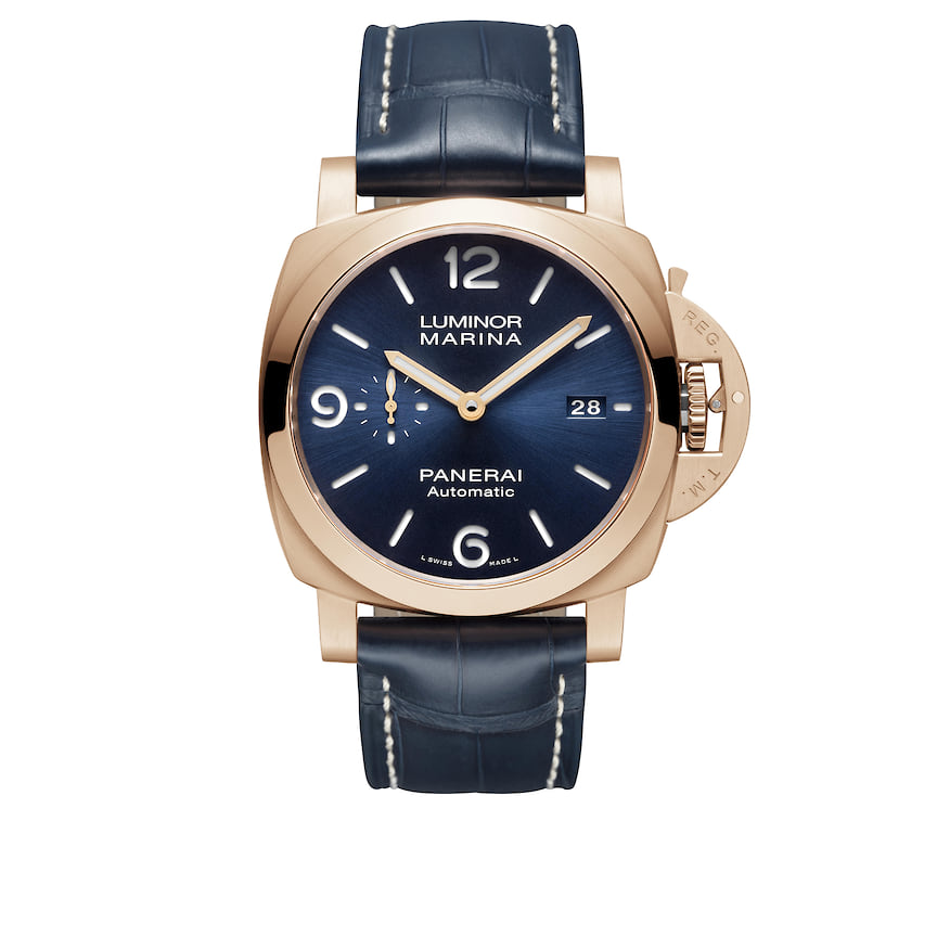 Panerai, часы Luminor Marina Goldtech, 44 мм, материал Goldtech, механизм с автоматическим подзаводом, запас хода 3 дня