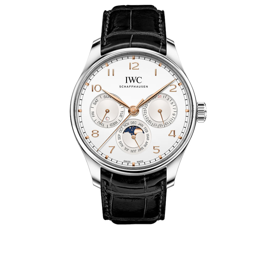 IWC, часы Portugieser Perpetual Calendar, 42 мм, сталь, розовое золото, механизм с автоматическим подзаводом