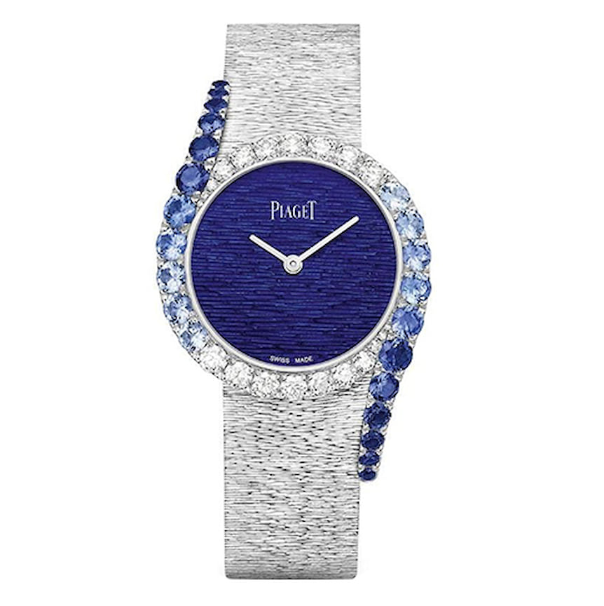 Piaget, часы Limelight Gala Precious Sapphire Gradient, 32 мм, белое золото, бриллианты, сапфиры, кварцевый механизм