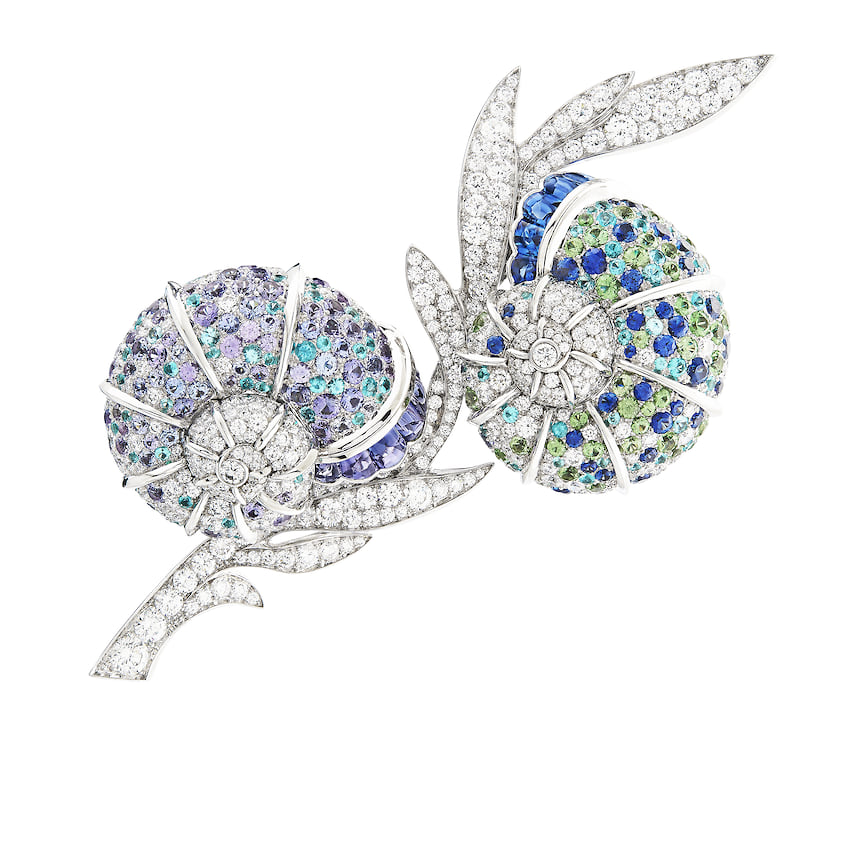 Van Cleef &amp; Arpels, брошь Oceanides, белое золото, танзаниты, сапфиры, бриллианты