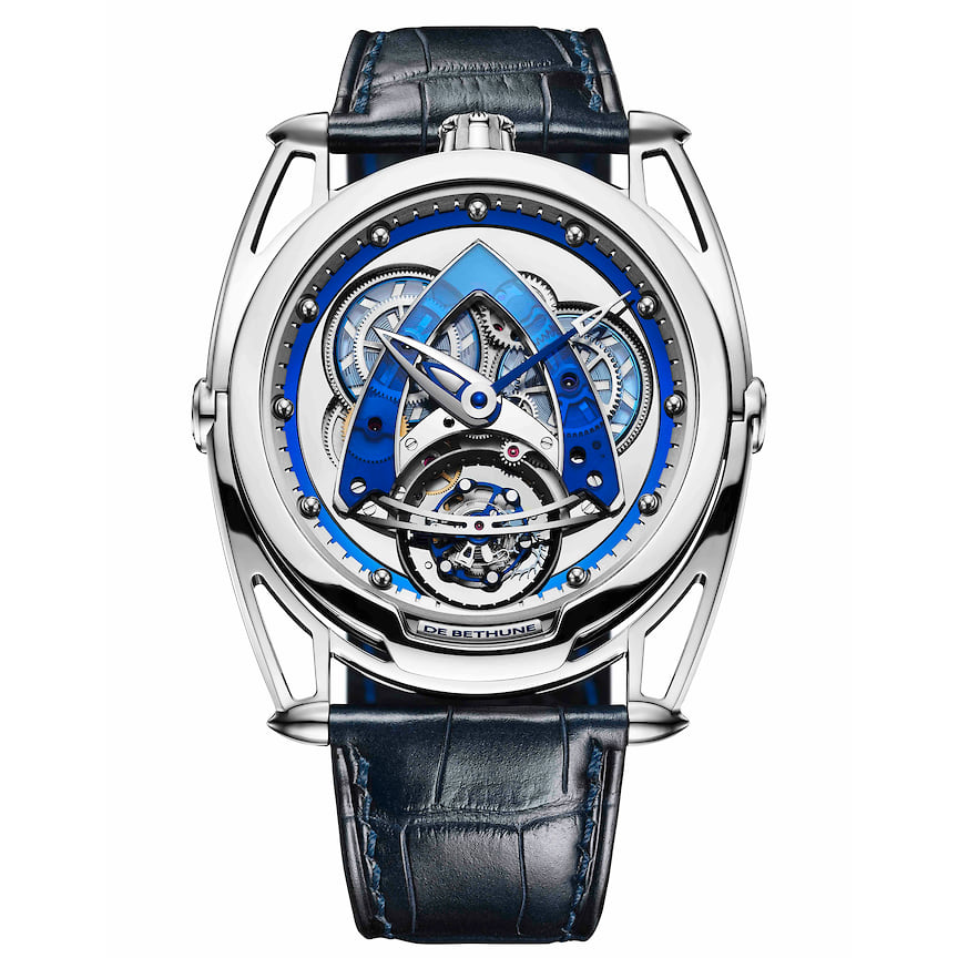 De Bethune, часы DB28 Steel Wheels Sapphire Tourbillon, 43 мм, титан, механизм с ручным подзаводом, запас хода 5 дней, водойстокость 30 м