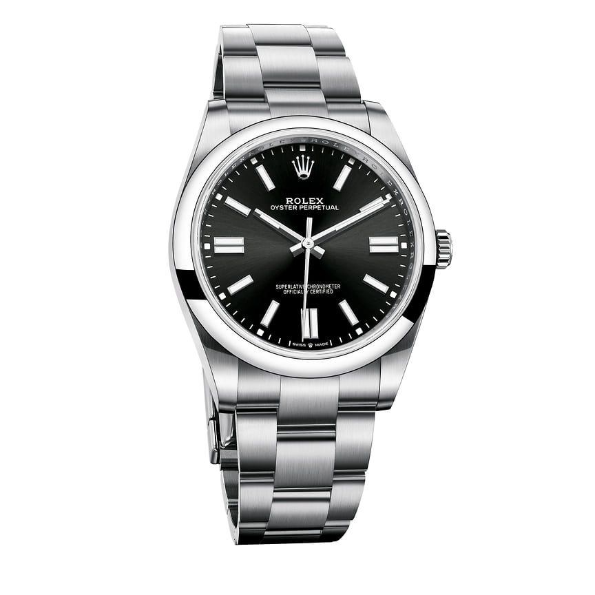 Rolex, часы Oyster Perpetual, 41 мм, сталь, механизм с автоматическим подзаводом, запас хода 70 часов, водонепроницаемость до 100 м